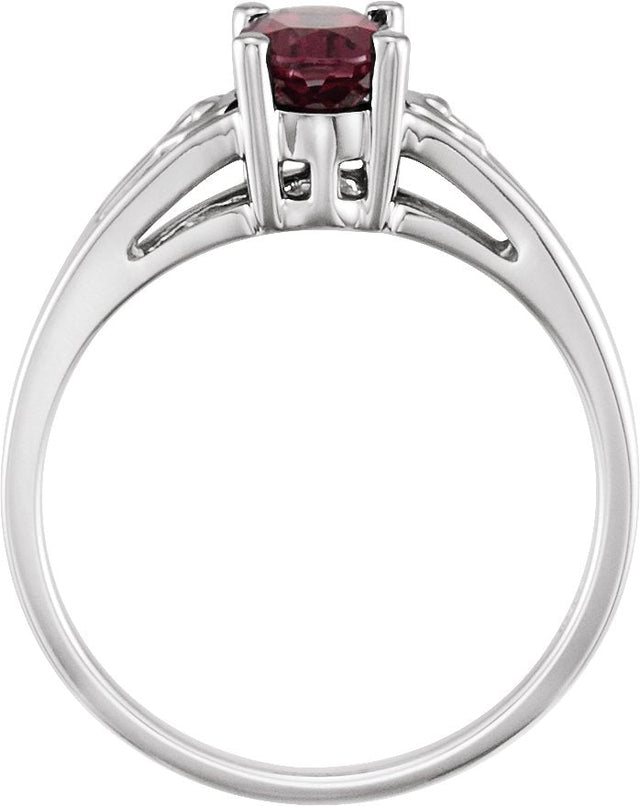 14K Gold Oval Natural Rodolite Garnet Solitaire Ring - view 2