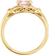 14K Gold Oval Natural Pink Morganite Knot Ring - Yellow Gold - view 2