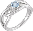 14K Gold Round Natural Aquamarine Solitaire Ring – 5mm Stones - White Gold