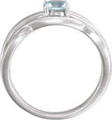 Platinum Round Natural Aquamarine Solitaire Ring – 5mm Stones - view 2