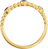 14K Gold Round Natural Blue Sapphire Beaded Ring – 2.5mm Stones - Rose Gold - view 3