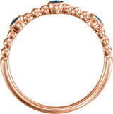 14K Gold Round Natural Blue Sapphire Beaded Ring – 2.5mm Stones - Rose Gold - view 2