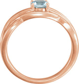 14K Gold Round Natural Aquamarine Solitaire Ring – 5mm Stones - Rose Gold - view 2