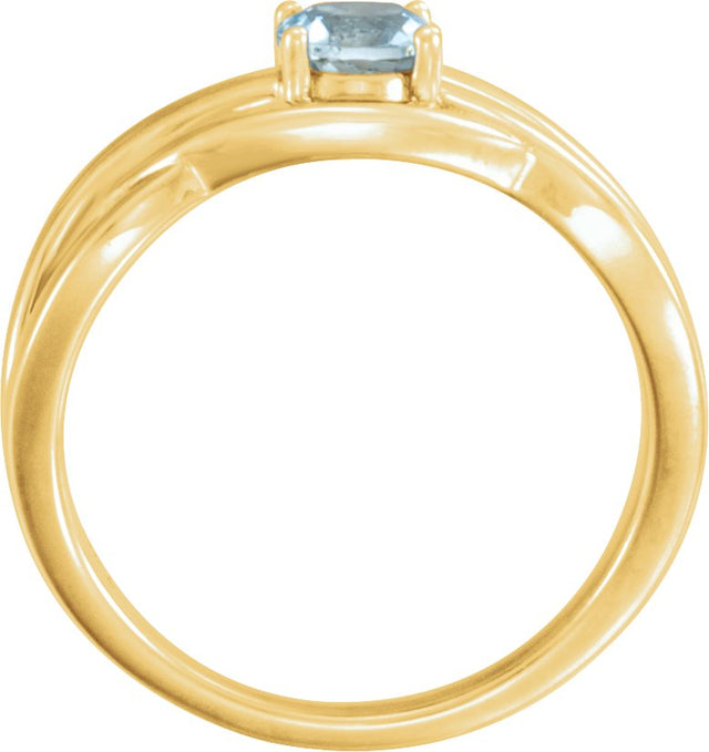 14K Gold Round Natural Aquamarine Solitaire Ring – 5mm Stones - Yellow Gold - view 2