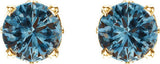 14K Gold Natural Blue Topaz Round 4-Prong Scroll Setting Stud Earrings - view 2
