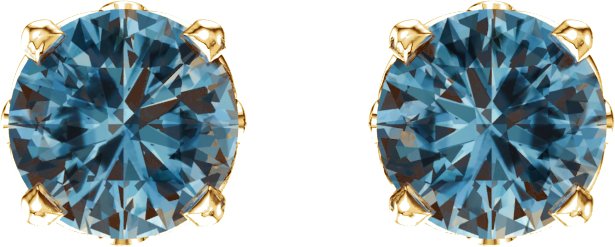 14K Gold Natural Blue Topaz Round 4-Prong Scroll Setting Stud Earrings - view 2