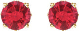 14K Gold Lab-Grown Ruby Round 4-Prong Scroll Setting Stud Earrings - Yellow Gold - view 2
