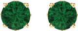 14K Gold Lab-Grown Emerald Round 4-Prong Scroll Setting Stud Earrings - Yellow Gold - view 2