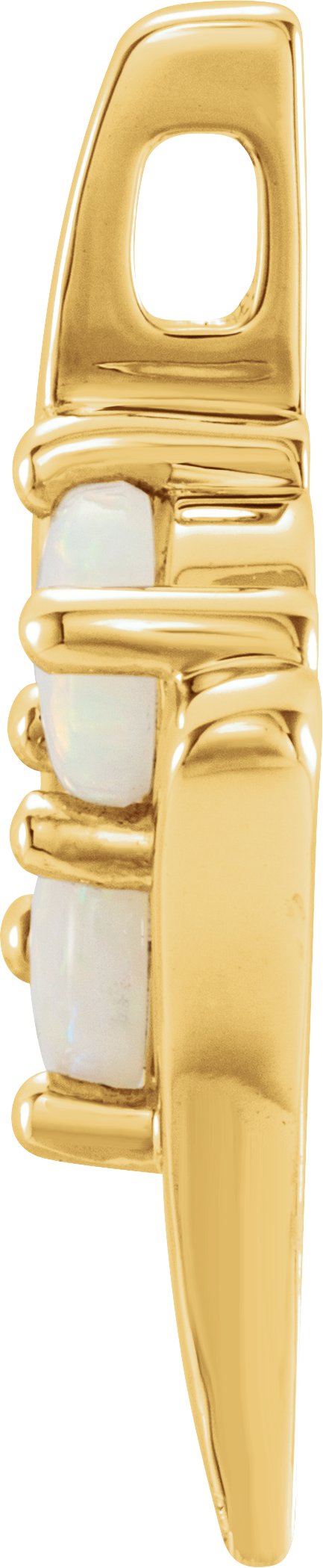 14K Gold Round Natural White Opal Two-Stone Necklace or Pendant - Yellow Gold - view 2