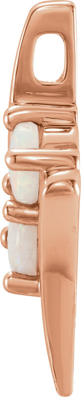 14K Gold Round Natural White Opal Two-Stone Necklace or Pendant - Rose Gold - view 2