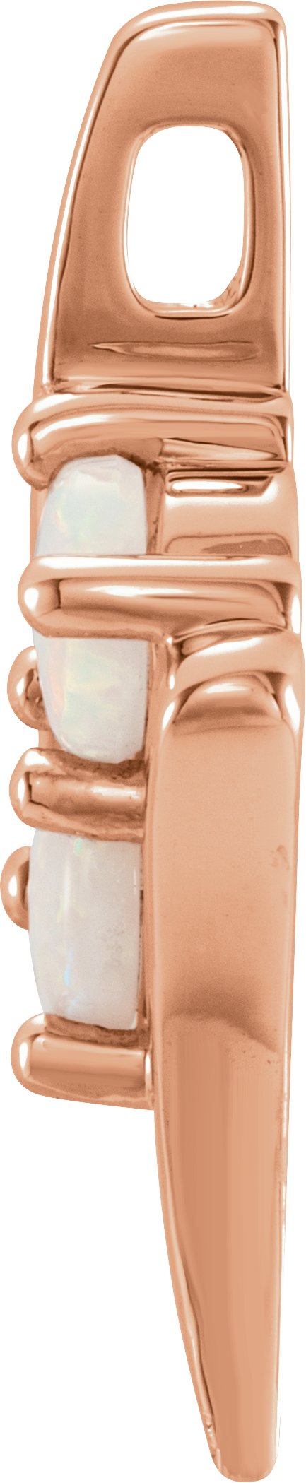 14K Gold Round Natural White Opal Two-Stone Necklace or Pendant - Rose Gold - view 2