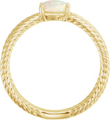 14K Gold Oval Natural White Opal Criss-Cross Cabochon Ring - Yellow Gold - view 2