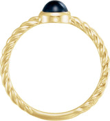 14K Gold Round Natural Blue Sapphire Bezel-Set Rope Ring - Yellow Gold - view 2
