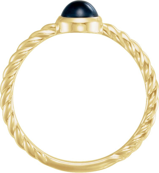 14K Gold Round Natural Blue Sapphire Bezel-Set Rope Ring - Yellow Gold - view 2