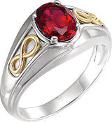 14K Gold Oval Lab-Grown Ruby Infinity Solitaire Ring - Two-Tone