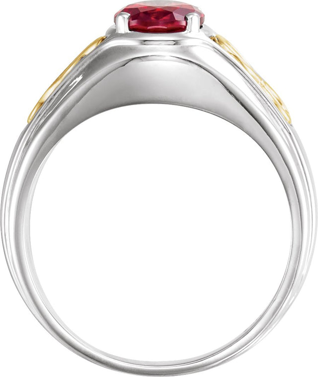 14K Gold Oval Lab-Grown Ruby Infinity Solitaire Ring - Two-Tone - view 2