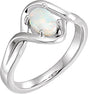 14K Gold Oval Natural Opal Cabochon Ring