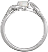 Platinum Oval Natural White Opal Cabochon Ring - view 2
