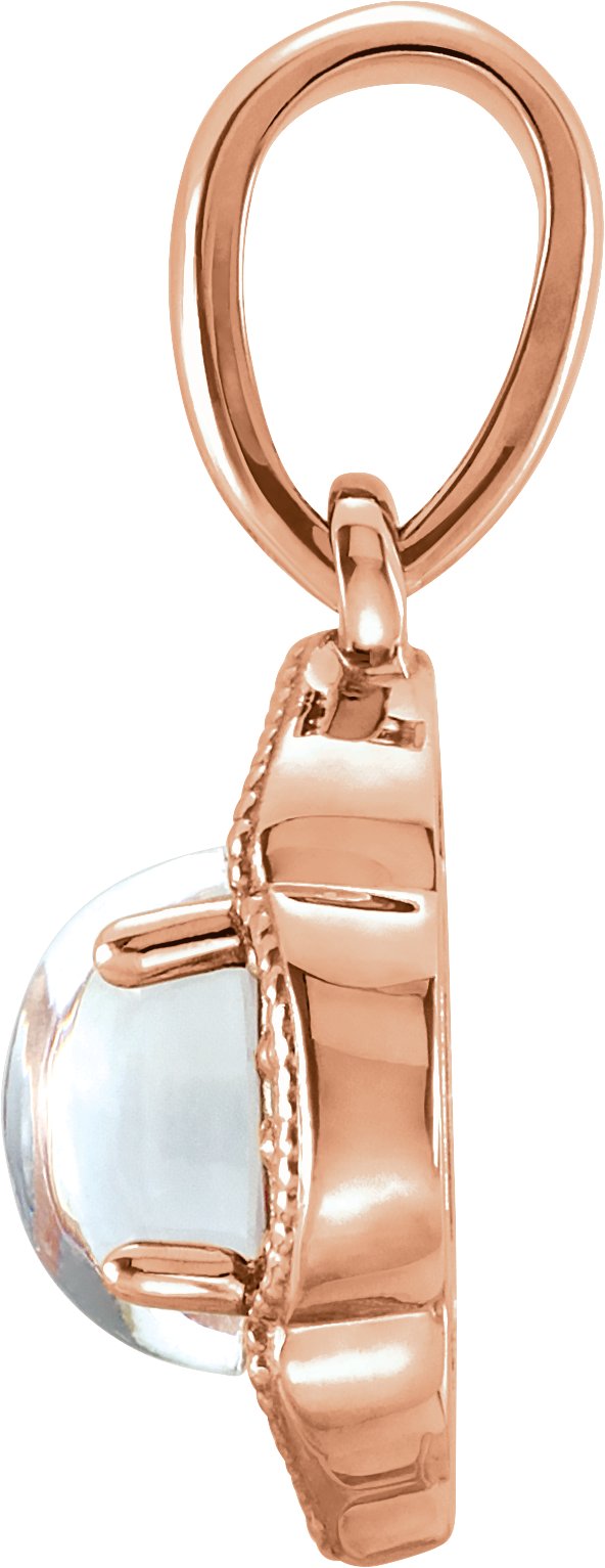 14K Gold Oval Natural Rainbow Moonstone & Natural Diamond Accented Clover Necklace or Pendant – 0.03 CTW - Rose Gold - view 2
