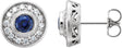 Platinum Lab-Grown Blue Sapphire & Natural Diamond Round Bezel-Set Halo-Style Earrings