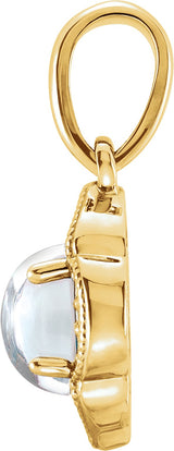 14K Gold Oval Natural Rainbow Moonstone & Natural Diamond Accented Clover Necklace or Pendant – 0.03 CTW - Yellow Gold - view 2