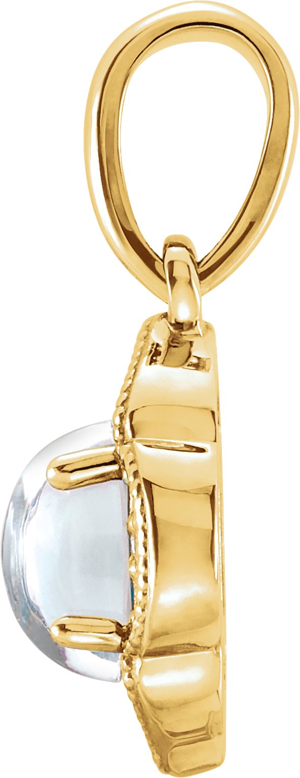 14K Gold Oval Natural Rainbow Moonstone & Natural Diamond Accented Clover Necklace or Pendant – 0.03 CTW - Yellow Gold - view 2