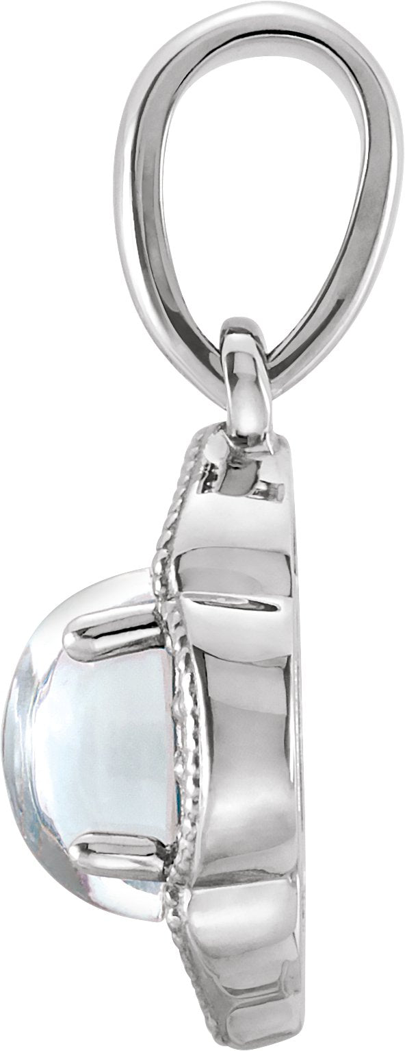 Platinum Oval Natural Rainbow Moonstone & Natural Diamond Accented Clover Necklace or Pendant – 0.03 CTW - view 2