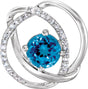 14K Gold Round Natural Swiss Blue Topaz & Natural Diamond Knot Pendant