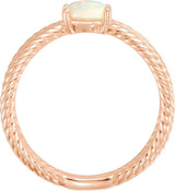 14K Gold Oval Natural White Opal Criss-Cross Cabochon Ring - Rose Gold - view 2