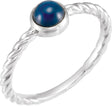 Platinum Round Natural Blue Sapphire Bezel-Set Rope Ring
