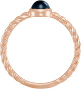 14K Gold Round Natural Blue Sapphire Bezel-Set Rope Ring - Rose Gold - view 2