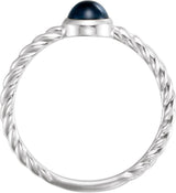 Platinum Round Natural Blue Sapphire Bezel-Set Rope Ring - view 2