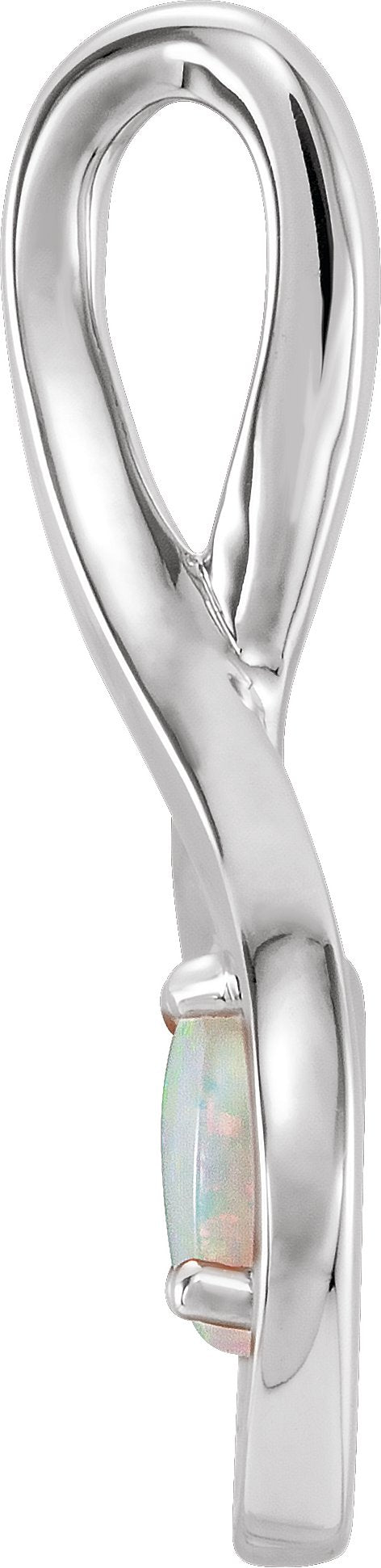 14K Gold Oval Natural White Opal Freeform Necklace or Pendant - White Gold - view 2