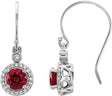 14K Gold Round Lab-Grown Ruby & Natural Diamond Halo-Style Earrings - White Gold