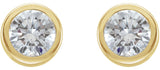 14K Gold Natural Diamond Round Bezel-Set Birthstone Stud Earrings - Yellow Gold - view 4