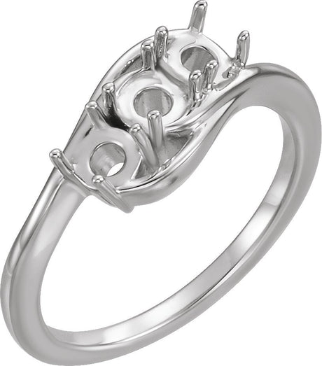 Platinum Round Natural Opal Three-Stone Cabochon Ring