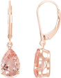 14K Gold Pear Natural Pink Morganite Solitaire Earrings
