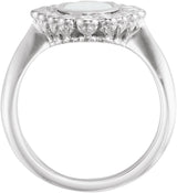 14K Gold Oval Natural White Opal & Natural Diamond Halo-Style Ring – 8x6mm - Rose Gold - view 3