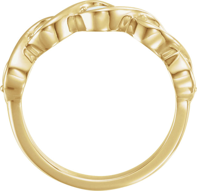 14K Gold Round Natural White Opal Accented Stackable Ring - Yellow Gold - view 2
