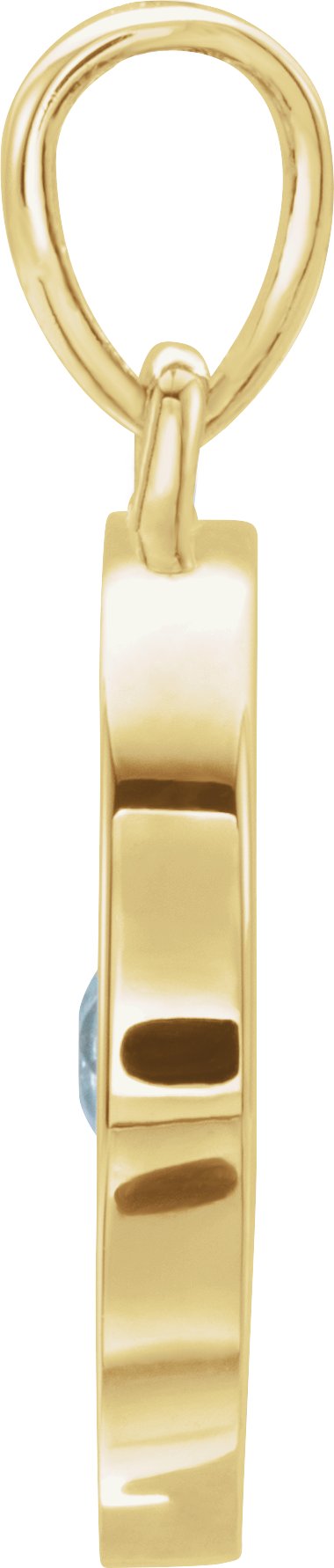 14K Gold Round Natural Aquamarine Disc Necklace or Pendant - Yellow Gold - view 5