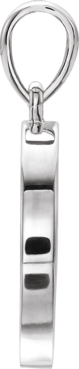 14K Gold Round Natural Diamond Disc Necklace or Pendant - White Gold - view 5