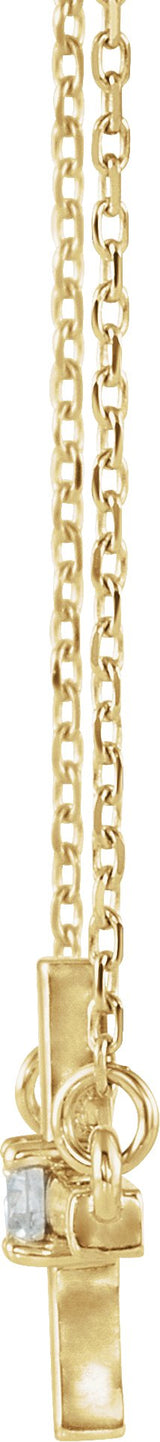 14K Gold Round Natural Diamond Sideways Cross Necklace – up to 1/10 CTW - Yellow Gold - view 6