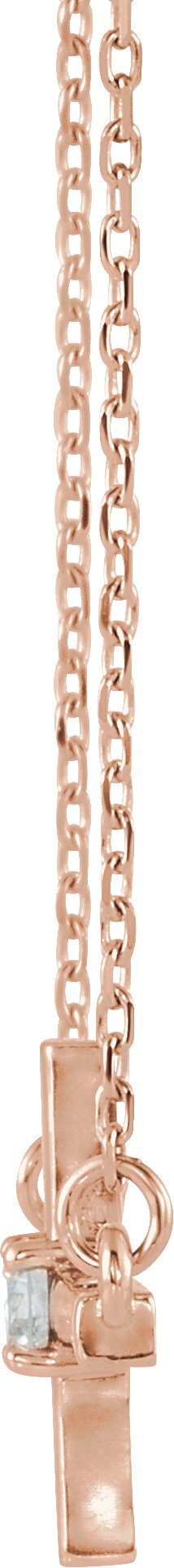 14K Gold Round Lab-Grown Diamond Sideways Cross Necklace – 1/10 CTW - Rose Gold - view 6
