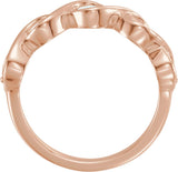 14K Gold Round Natural White Opal Accented Stackable Ring - Rose Gold - view 2