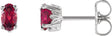 14K Gold Natural Mozambique Garnet Oval 4-Prong Scroll Setting Stud Earrings - White Gold