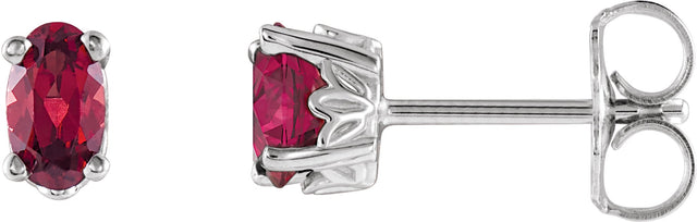 14K Gold Lab-Grown Emerald Oval 4-Prong Scroll Setting Stud Earrings - White Gold - view 3