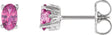 14K Gold Natural Pink Tourmaline Oval 4-Prong Scroll Setting Stud Earrings - White Gold