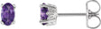 14K Gold Natural Amethyst Oval 4-Prong Scroll Setting Stud Earrings - White Gold