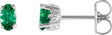 14K Gold Lab-Grown Emerald Oval 4-Prong Scroll Setting Stud Earrings - White Gold