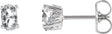 14K Gold Natural White Sapphire Oval 4-Prong Scroll Setting Stud Earrings - White Gold